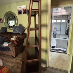 Costco 21 inch  Cherry Wood 5-shelf Ladder Bookcase with Drawer 