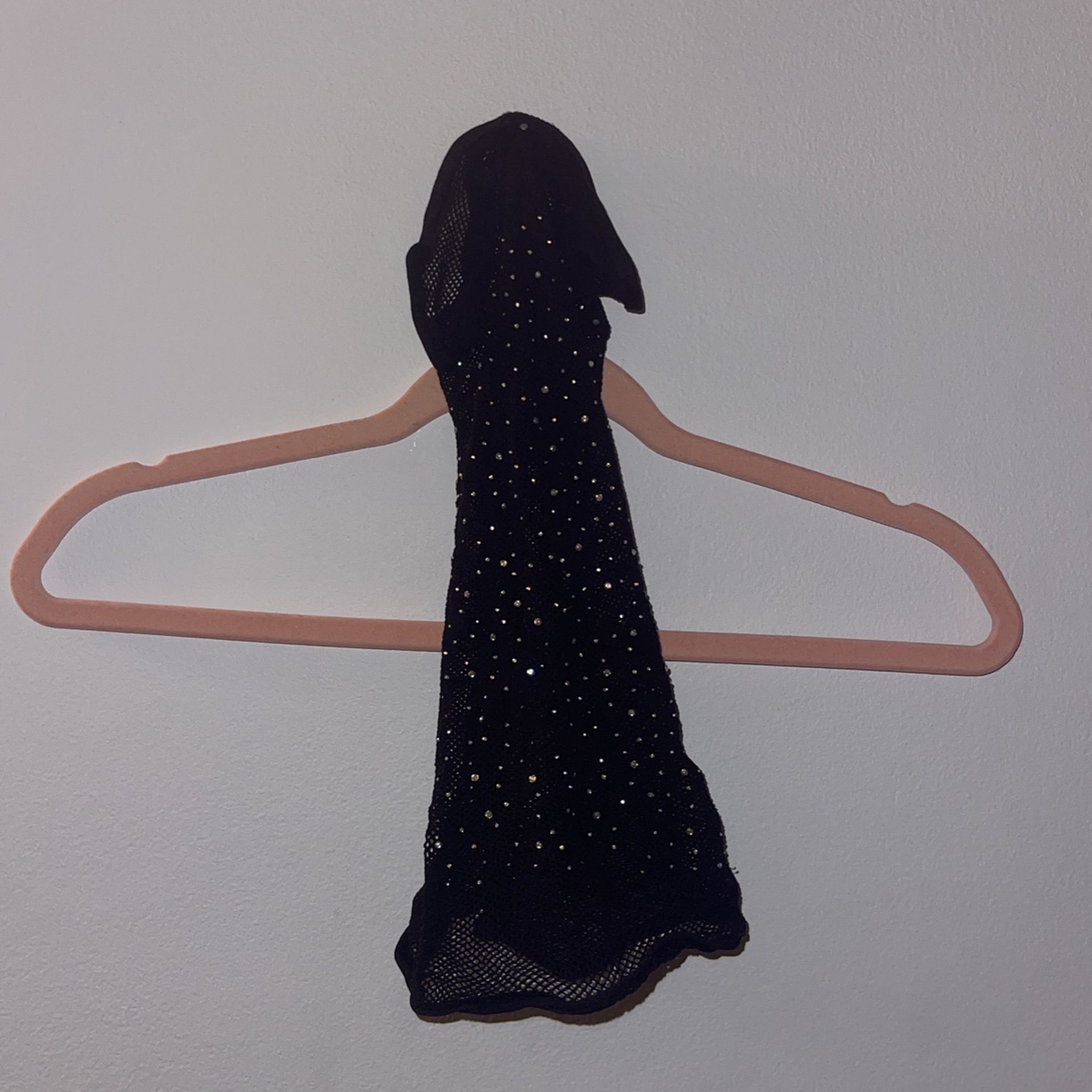 Fishnet Mini Dress W/ Irredescant Rhinestones 