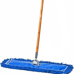 Tidy Tools Commercial Dust Mop & Floor Sweeper – 24 x 5 in. Cotton Nylon Reusable Mop Head, 63 in. Wooden Broom Handle – Industrial Dust Mops for Floo