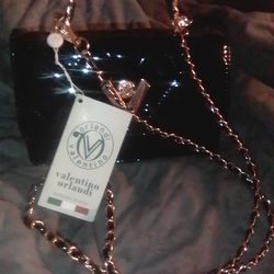 valentino gold n black purse