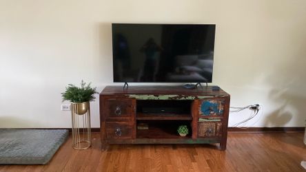 SOLID wood distressed entertainment console