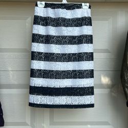 Elle black and white striped lace pencil skirt.  Size 2