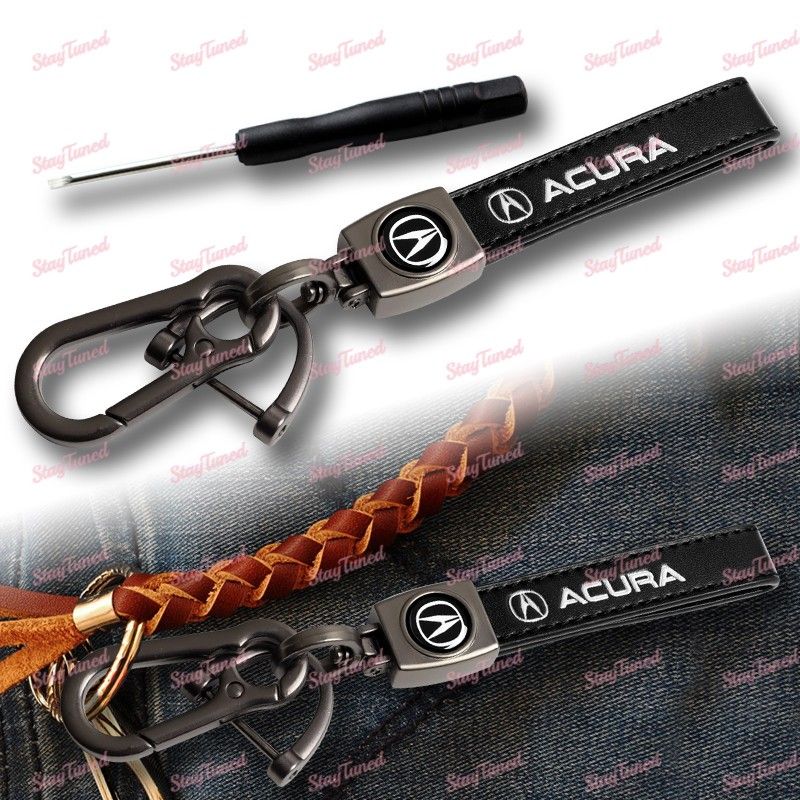 Keychain Lanyard Quick Release Key chain Leather for Acura INTEGRA RSX TSX JDM -(3-LKC-ACURA-BBK