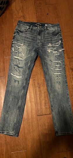 SERENEDE Distressed Straight Leg Denim Jeans Size 32