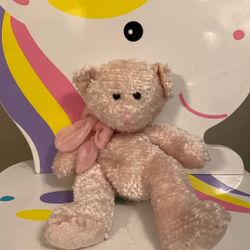 Pink Pink Chenille Bear Small  Plush 7”