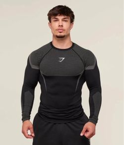 Gym shark Onyx 5.0 Seamless Long Sleeve T-Shirt Black/Light Grey