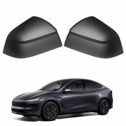 For Tesla Model Y Juniper 2025 2026 Side Mirror Cover Exterior Accessories Of 2pc (Matte Carbon Fib