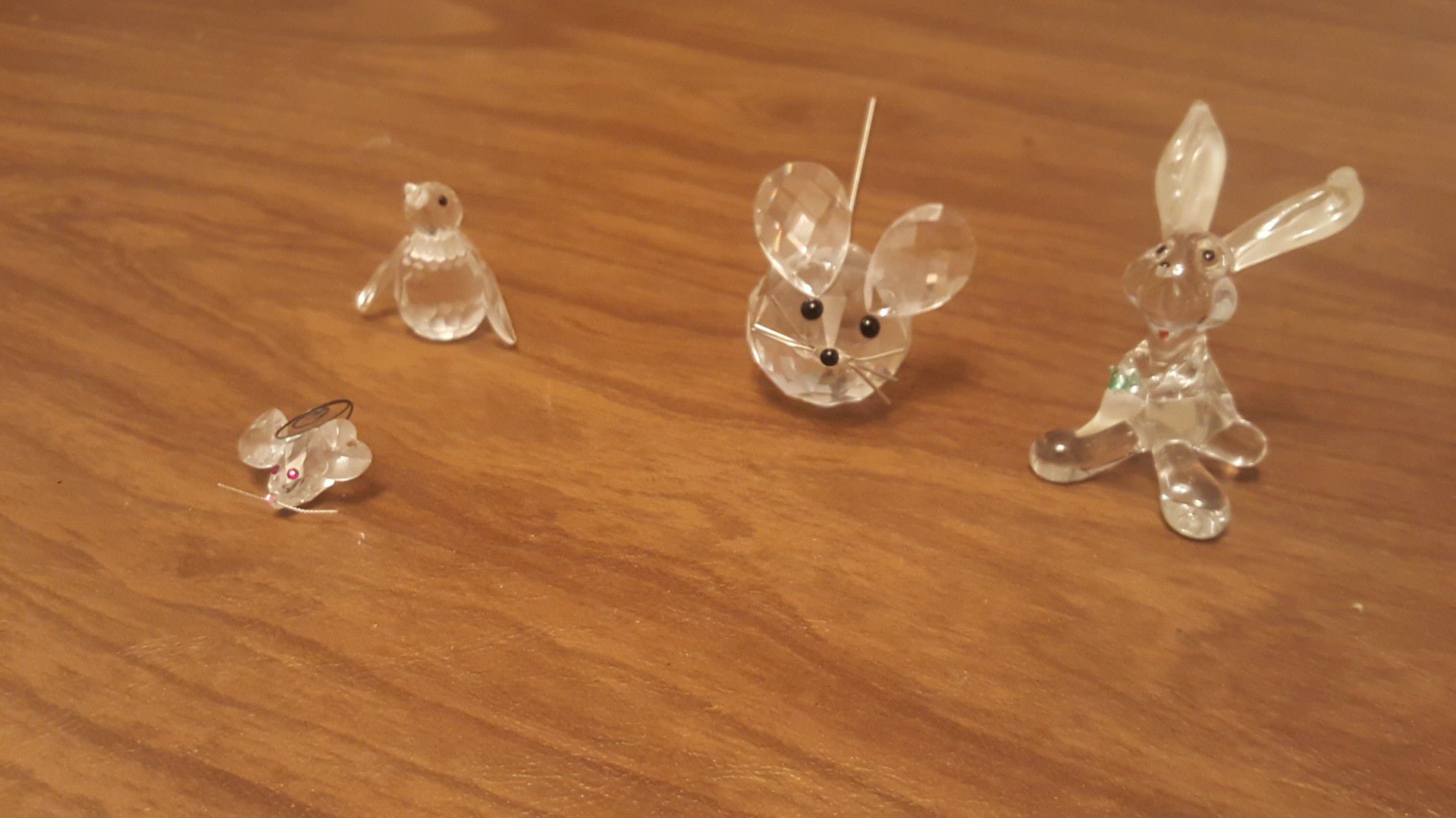 Swarovski crystal penguin, mouse, rabbit and tiny mouse