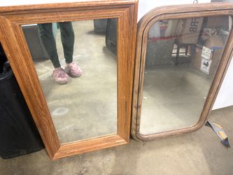 Two Wood-Framed Wall Mirrors