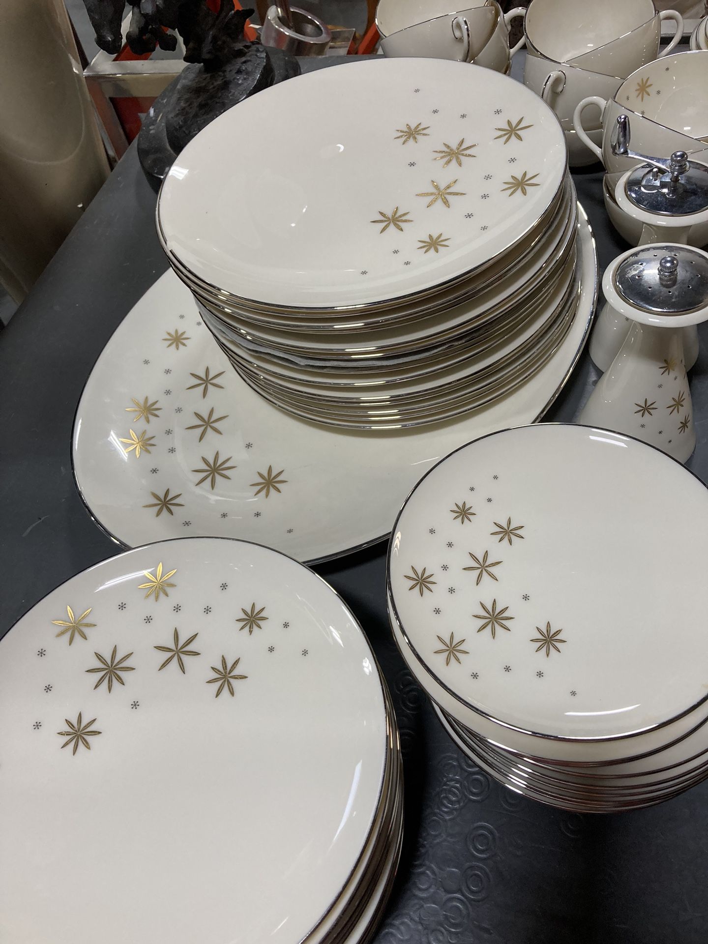 Vintage MCM Lenox Alaris Starburst china set, service for 12, large fine china set