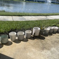 12 Ceramic Pots 6-8” Tall 