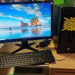 HP ProDesk Desktop Setup with Wi-Fi. Comes with Monitor Keyboard and Mouse. 