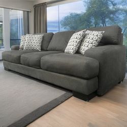 Dark Charcoal Gray Bonaterra 98” Modern Sofa by Living Spaces