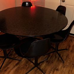 Mid century dining table and six chairs