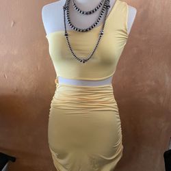 Pastel Yellow one shoulder Dress