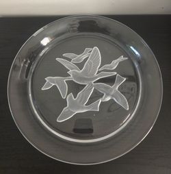 Vintage crystal plate from the "Wings" pattern made by Sasaki Crystal