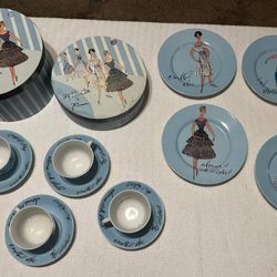 Vintage Roseanna 4 Dessert Plates And 4 Teacups And Plates