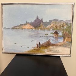 Giclée print of a landscape painting of Teavaro/French Polynesia