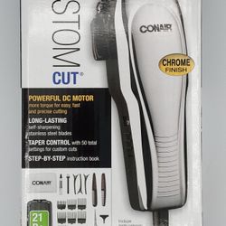 Conair Custom Cut Chrome Haircut Kit with Case, 21 pieces, Model HC200GB
