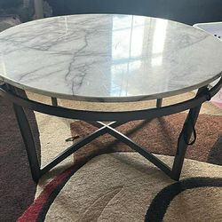 marble coffee table metal base pre-owned