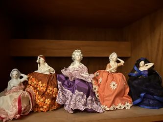 Antique German Porcelain Pin Cushion Dolls