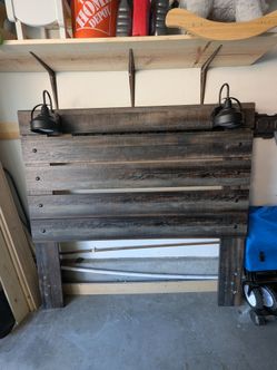 Rustic Wood Headboard with Built-In Lights