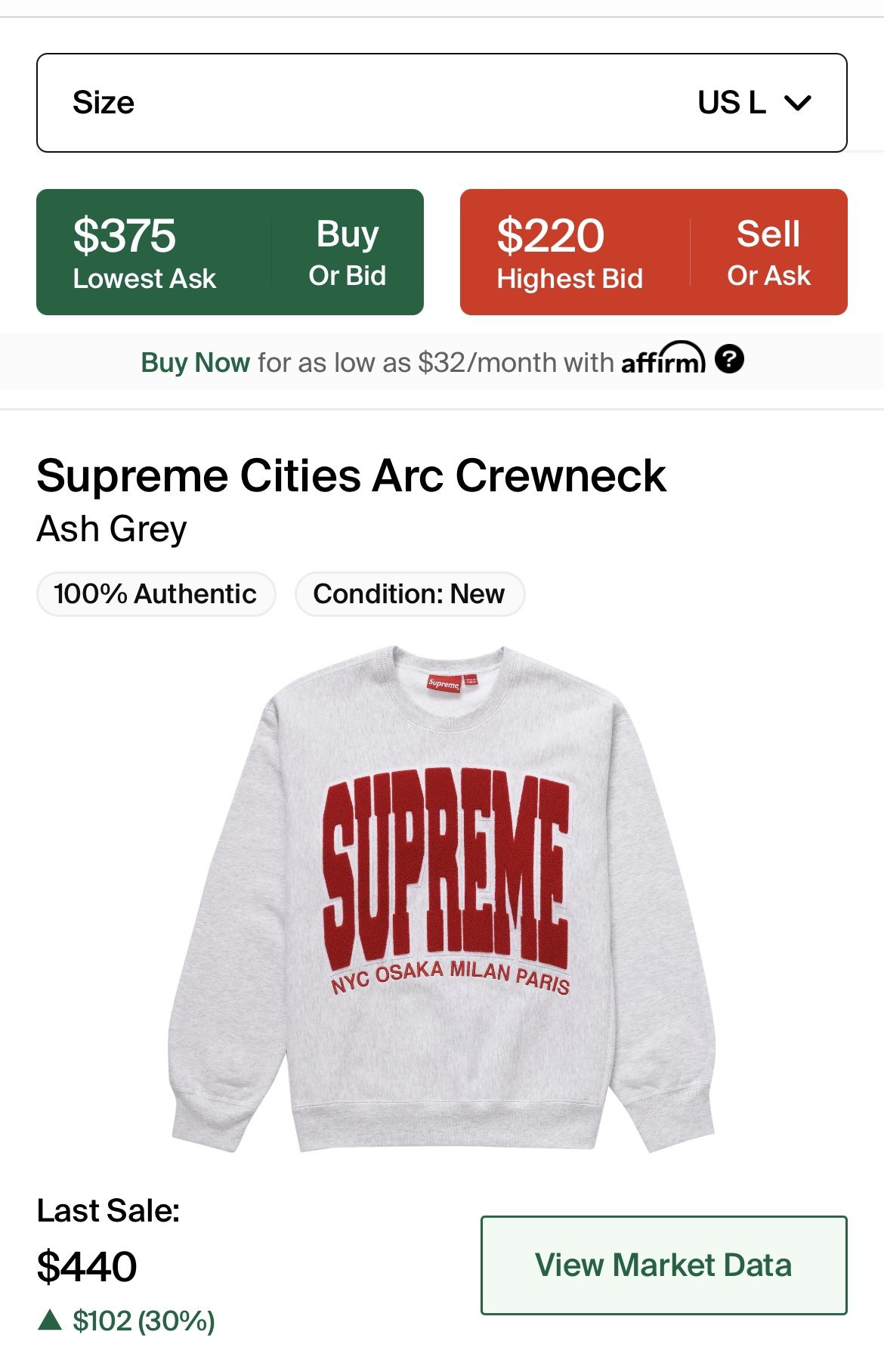 Supreme Crewneck Size L