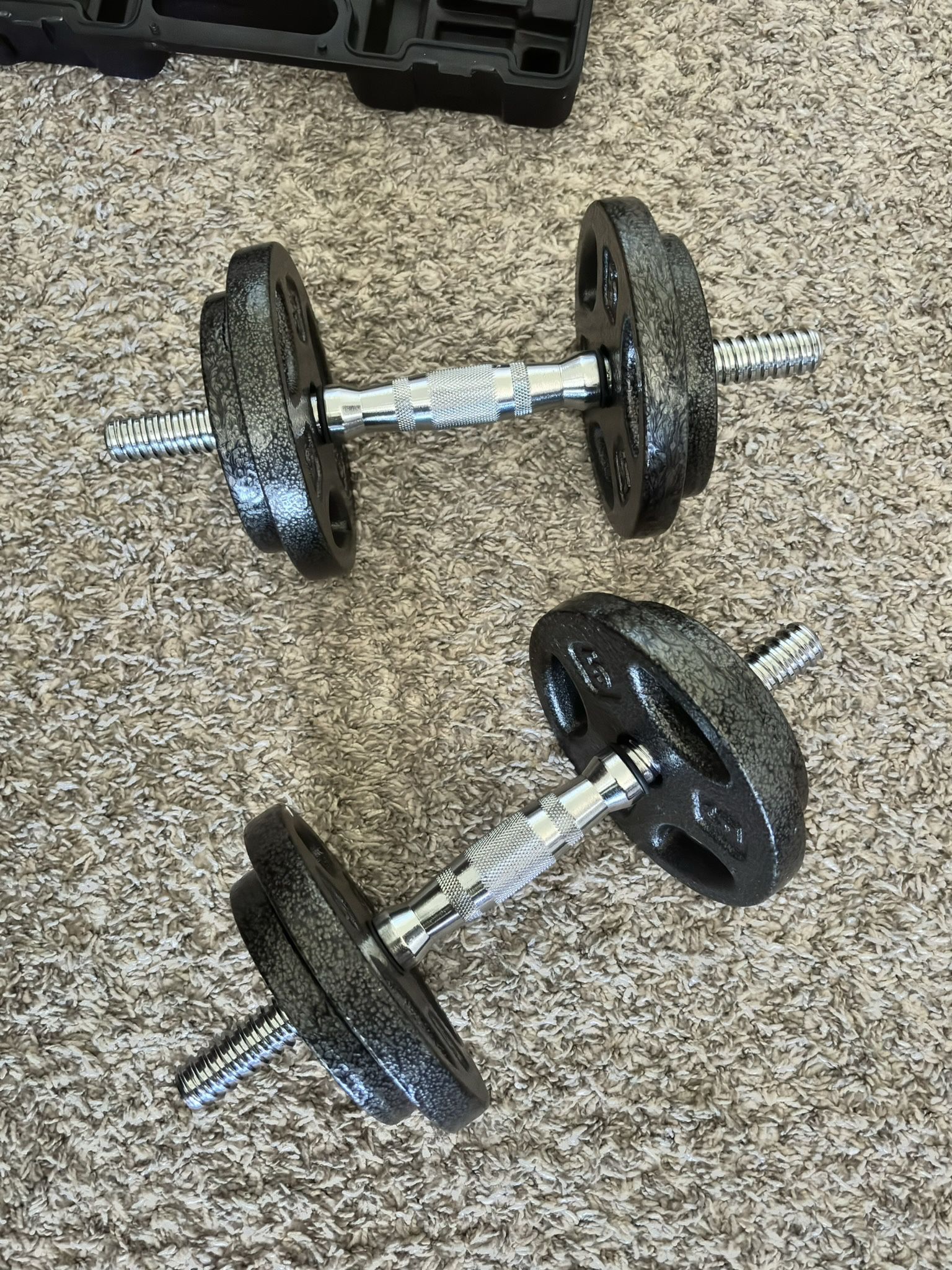Cast Iron Adjustable Dumbbell Weight Set with Case - $70 obo