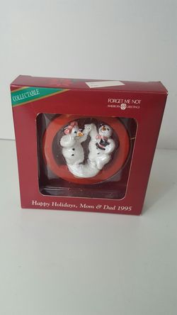 American Greetings snowmen dancing Christmas tree Ornament 1995 Mom Dad Holiday
