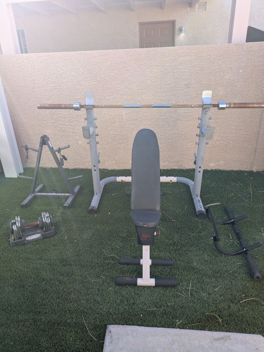 ποΈ Compact Home Gym β Rack + Bench + Barbell + Dumbbells + Accessories