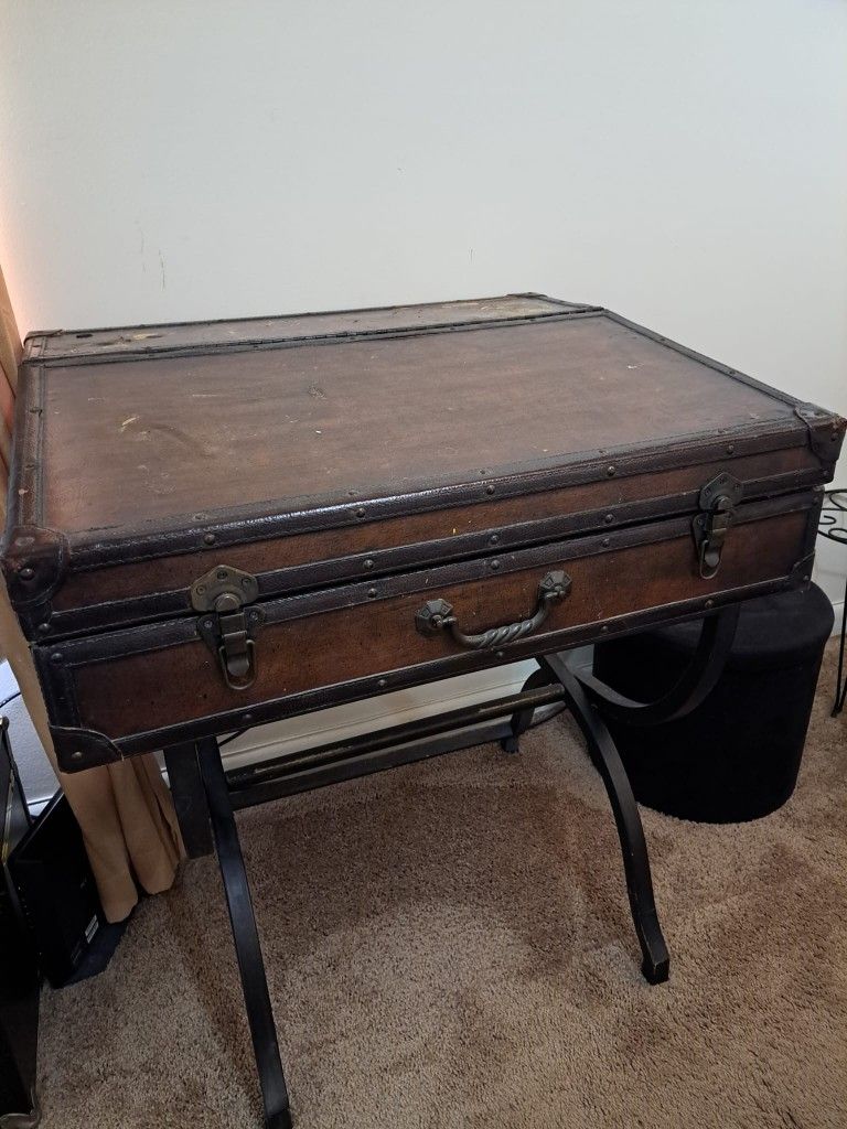 Brown Antique Briefcase Desk