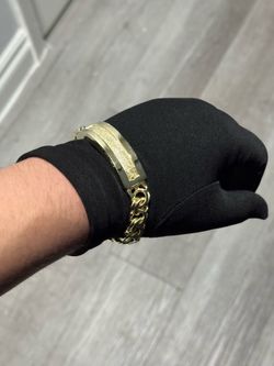 14K Gold filled custom chino link name plate ID bracelet