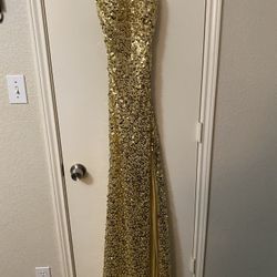 Gold Beaded Formal Dress 