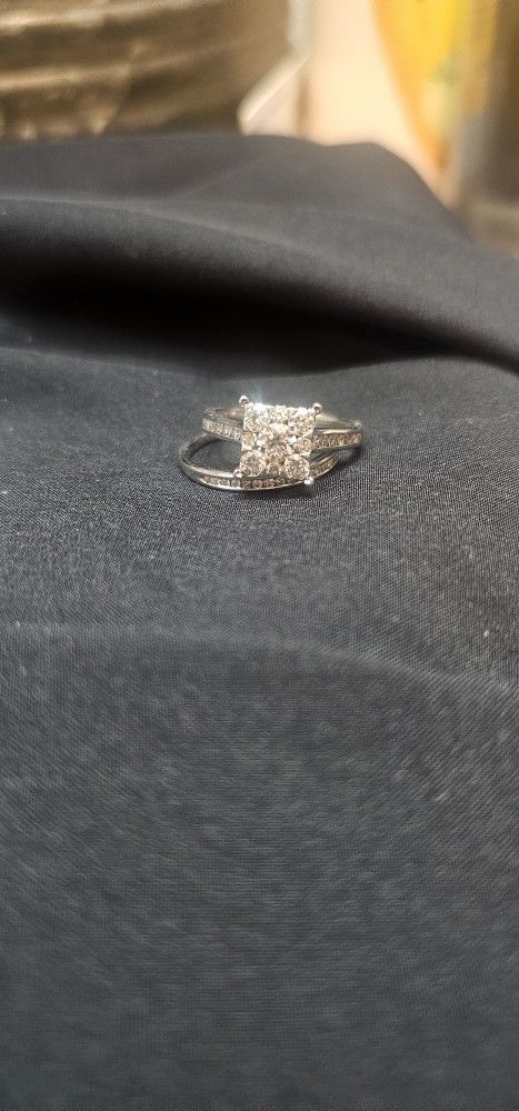  1.10 ctw  14kt White Gold Wedding Set
