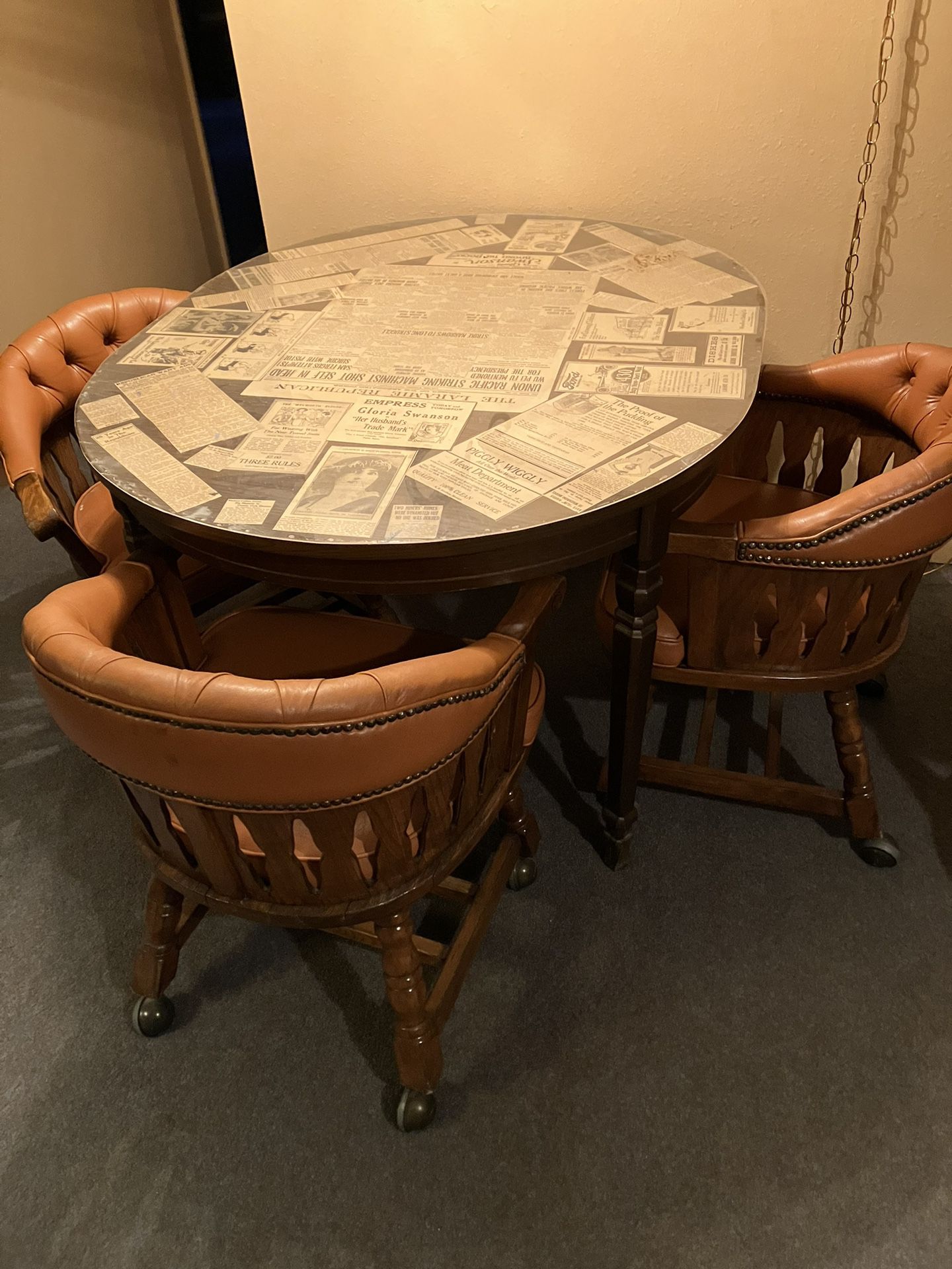 Solid Wood Table & 4 Captains Chairs