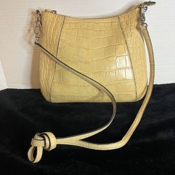 Monsac Leather Purse Handbag Beige Gator Embossed Zip Shoulder Bag Original Tag