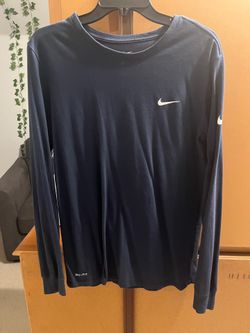 Nike Long Sleeve Dri-FIT Tee in Navy with White Swoosh