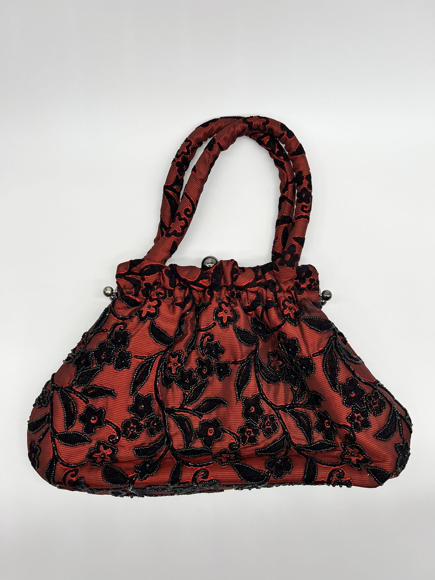 Vintage Stunning Beaded Burgundy Bag