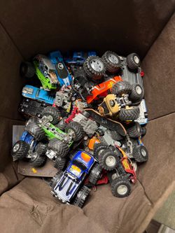 Lot of Toy Monster Trucks and Die-Cast Cars