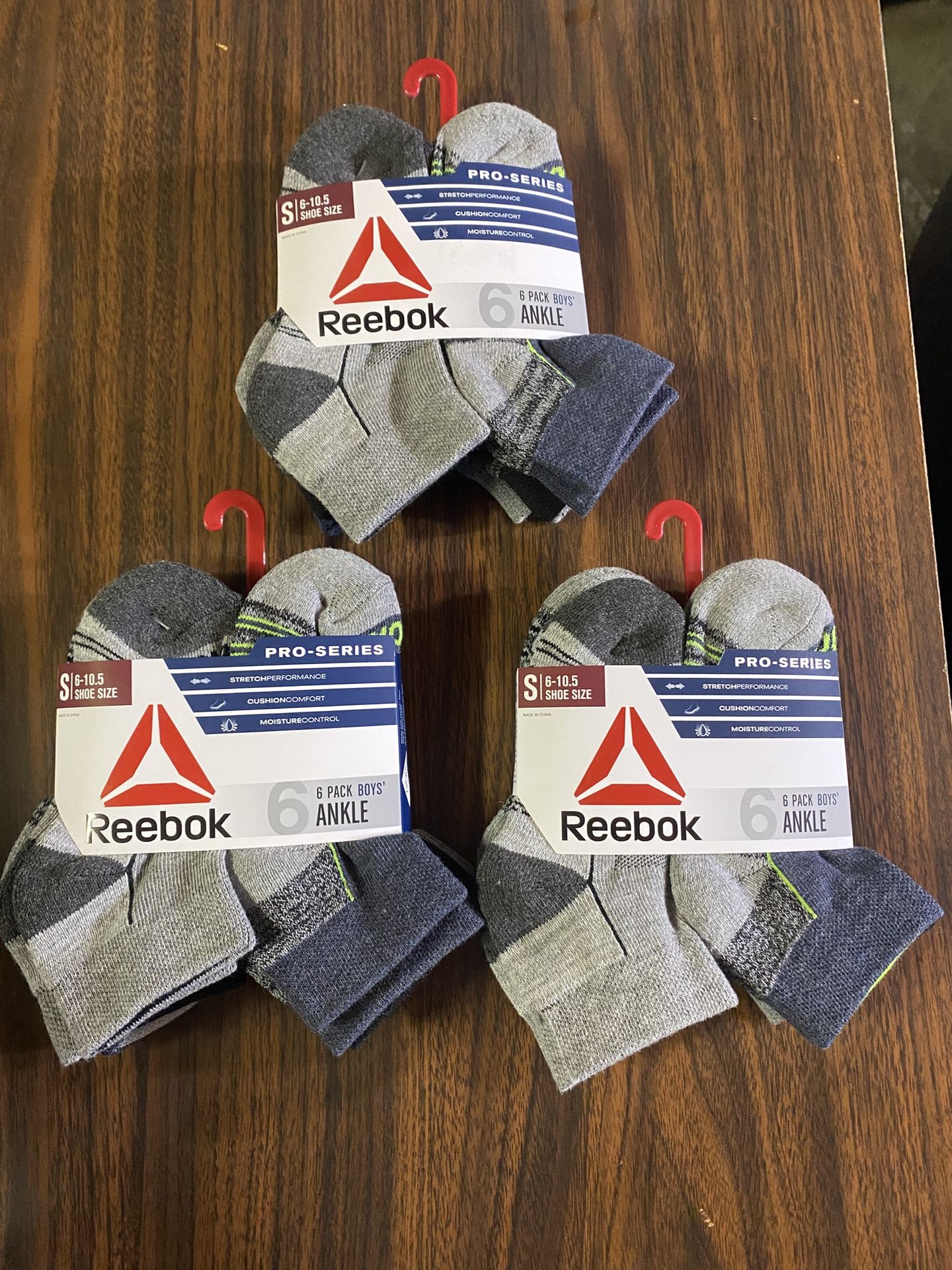 New! Boys Reebok Socks 6pk