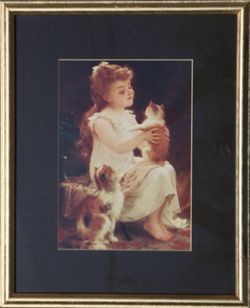 Playing with the kitten by Emile Munier oil painting print