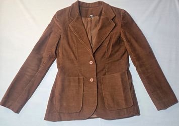 Vintage Burnt Orange Corduroy Blazer Jacket Size 7/8 Womens