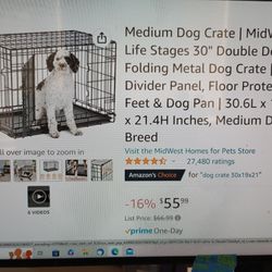 Amazon's Choice for Medium Folding Dog Pet Cage iCrate 1530DD Double Door  Thumbnail