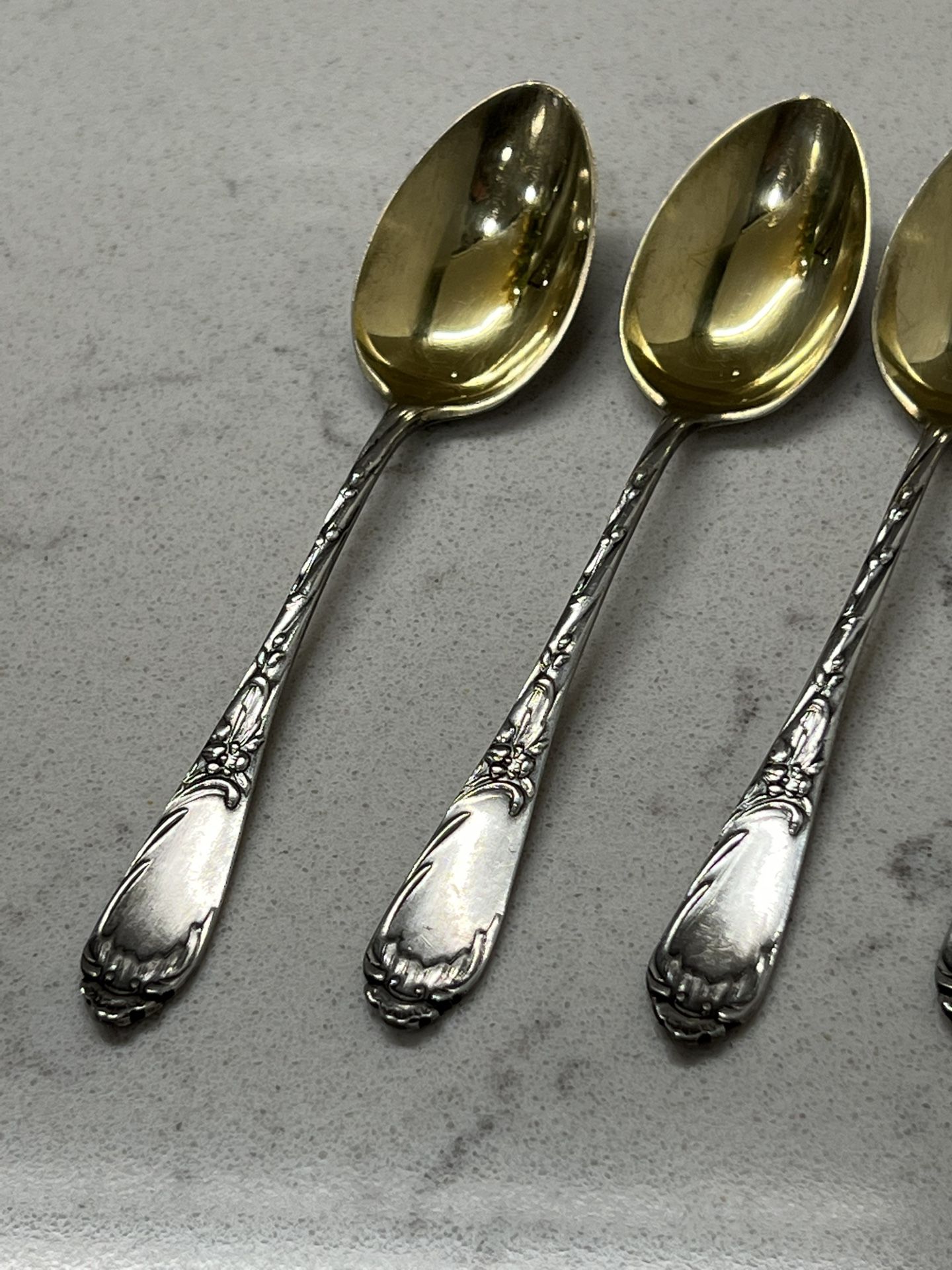 Set of6 Antique Russian solid sterling silver spoons in excellent condition