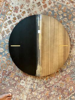 Black/Natural Wood Clock 2ft Diameter