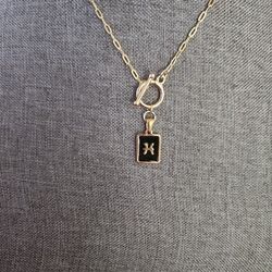 Gold Zodiac "Pisces" Toggle Necklace