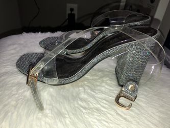 Silver glitter heels