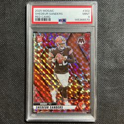 2025 Panini Mosaic Shedeur Sanders #302 Red Camo Mosaic Prizm RC PSA 9 MINT