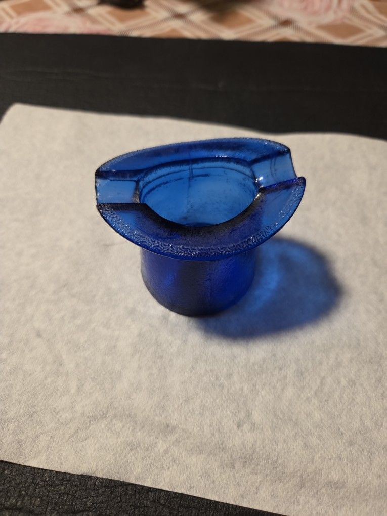 Vintage Cobalt Glass Top Hat Ashtray