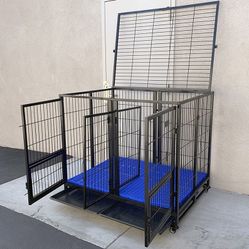New in box $280 X-Large 49” Heavy Duty Folding Dog Cage 49x38x43” Double-Door Kennel w/ Divider 